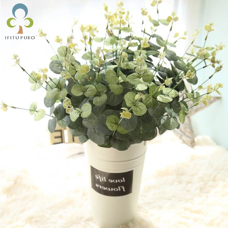 

52cm Artificial Leaves Large Eucalyptus Leaf Plants Wall Material Decorative Fake Plants For Home Shop Garden Party Decor GYH