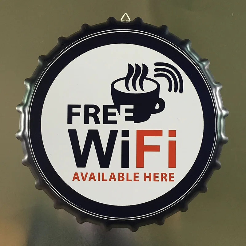 Tin Sign "FREE WIFI AVAILABLE HERE" Vintage Metal Painting Beer Cover