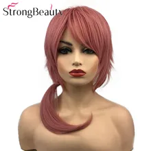 StrongBeauty темно-розовый или светло-синий парик косплей вечерние Синтетические прямые парики термостойкие волосы на Хэллоуин