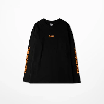 

2018 autumn new men's round neck long sleeve t shirt simple letter cotton hip hop street style lovers clothes