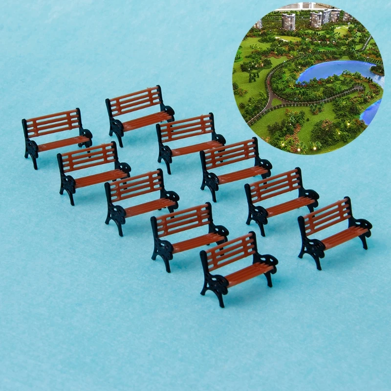 

10pcs Model Train Platform Park Street Seats Bench Chair Settee 1:100 HO Scale Model Train Platform Layout Settee