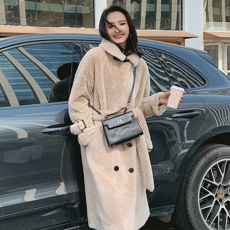 Real Fur Coat Women Korean Sheep Shearling Winter Coat Women Lamb Fur Jacket Windbreaker Abrigos Mujer Invierno MK188YY579