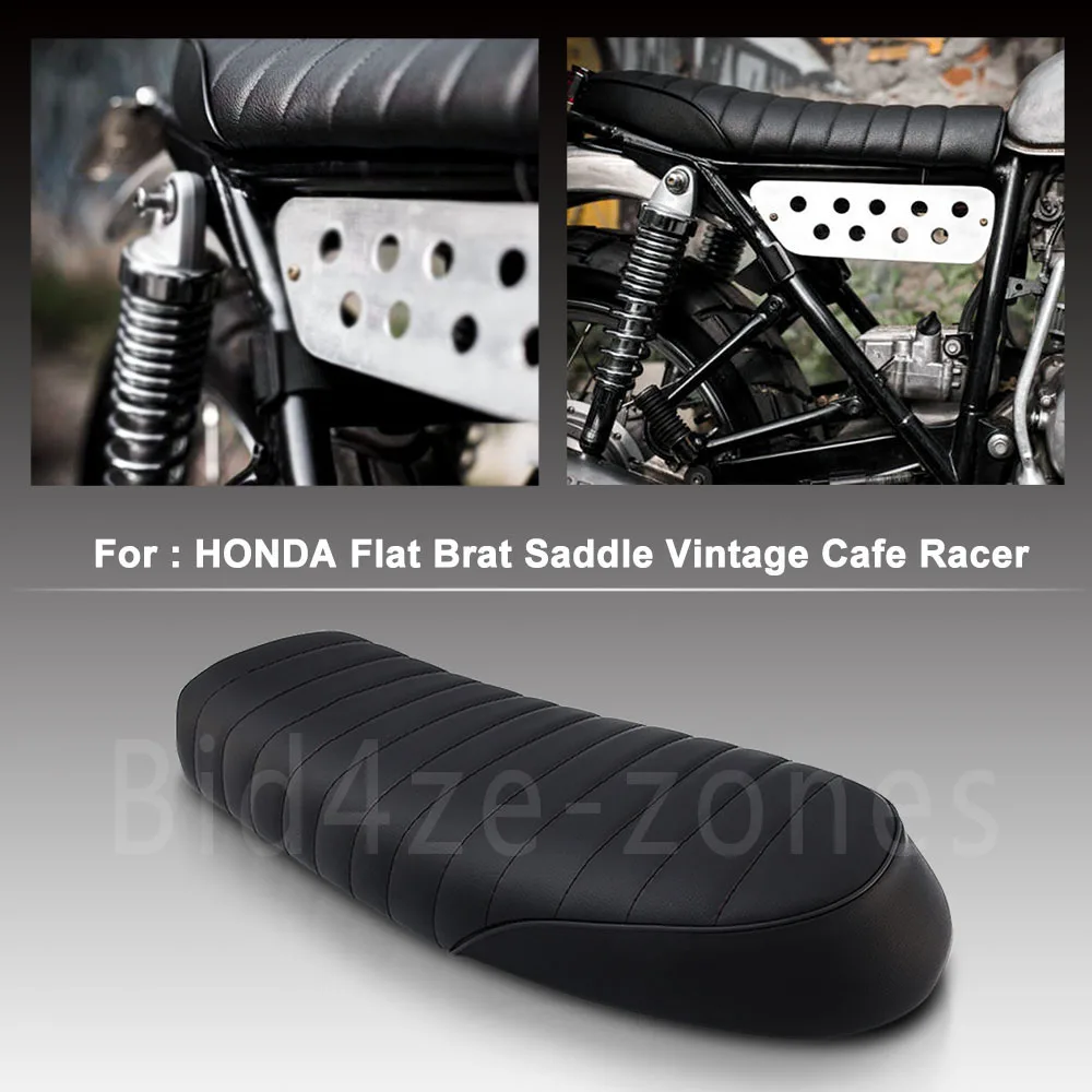 Black Motorcycle Cafe Racer Seat Scrambler Vintage Flat Saddle Flat pan Retro Seat For Honda CG CB200 CB350 CL350 CB400 XJ XS KZ