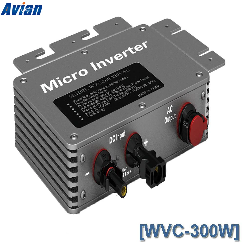 

WVC300 300W AC120V/230V MPPT Solar Pure Sine Wave on Grid Tied Micro Inverter Wireless communication version