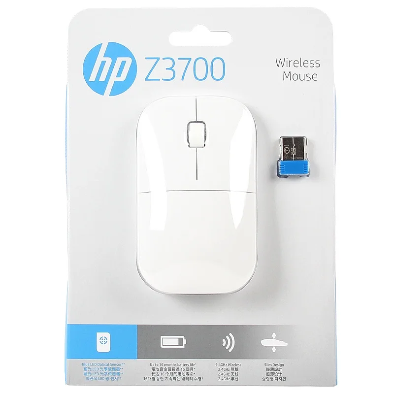 Hp Z3700 оптическая USB 2,4 ГГц Беспроводной мышь 1200 Точек на дюйм 3-кнопочный бесшумные красочные ноутбук ПК Проводная Мышь - Цвет: Белый