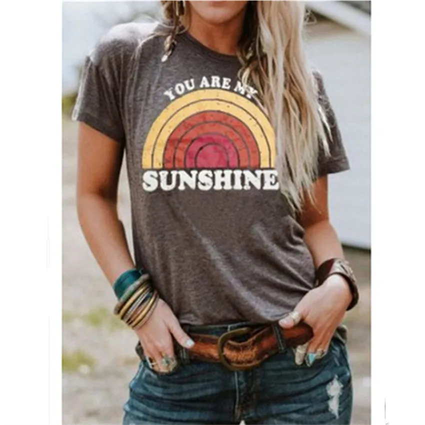 النساء تي شيرت القطن عارضة الأساسية التي شيرت خمر قصيرة الأكمام طباعة الإناث رواج الترفيه أنت لي أشعة الشمس خطابات قمم المحملات النساء تي شيرت القطن عارضة الأساسية التي شيرت خمر قصيرة الأكمام طباعة الإناث رواج الترفيه أنت لي أشعة الشمس خطابات قمم المحملات