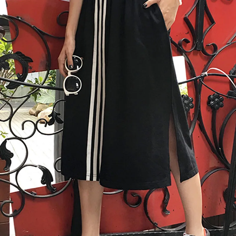Свободная Высокая талия длинная юбка женская черная уличная Kawaii Harajuku винтажная юбка корейская мода осень панк-юбки для женщин s 50H175 - Цвет: Black