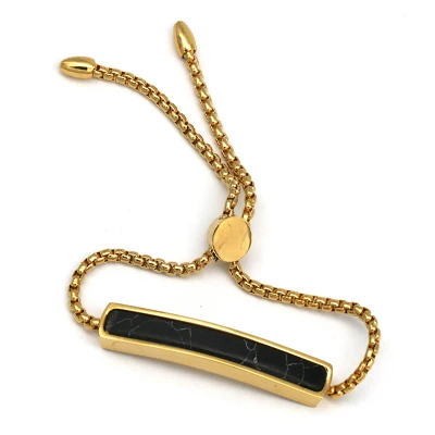 Нержавеющая сталь синий белый черный бирюза браслет серьги ожерелье женский набор золотой цвет Мода натуральный камень ювелирные наборы - Окраска металла: black bracelet