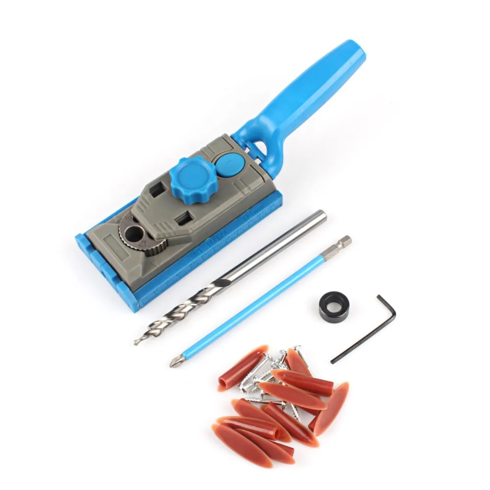 

Mini Pocket Hole Jig Kit Set 9.5mm Drill Guide Sleeve For Woodworking Pilot Wood Drilling Dowelling Hole Saw Master System
