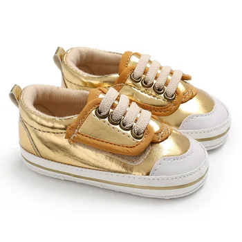 

2020 Baby Boy Fashion Shoes Soft Bottom Golden PU Leather Autumn Spring Toddler Infant First Walker Baby Anti Slip Shoes