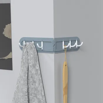

Creative Applicable Corner Hook Foldable 6 Hooks Row Kitchen Bathroom Bedroom Super Sticky Seamless Adhesive Door Back Hooks