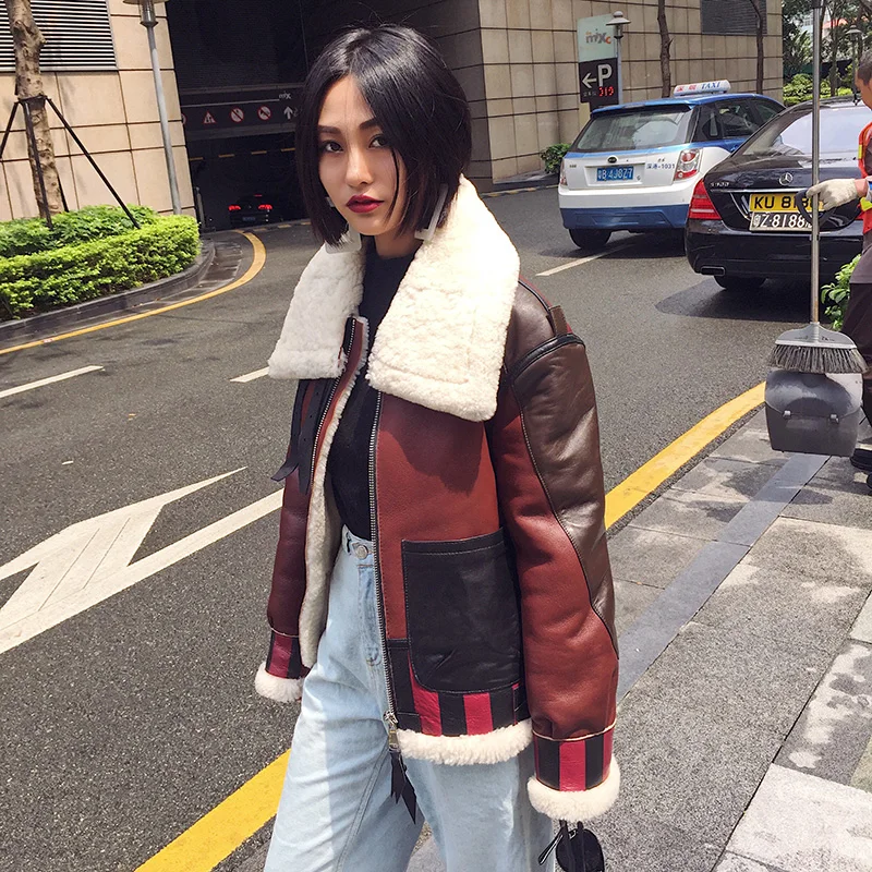 Clearance Winter Jacket Women Brand 2019  Real Fur Coat Genuine Leather Coat Warm Thick Merino Sheep Fur Double-faced Fur Parka Outerwear 2