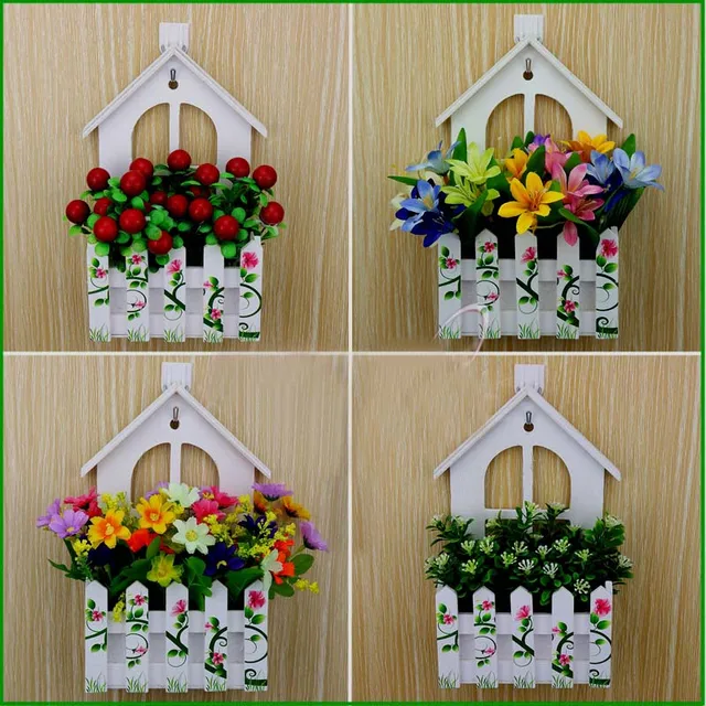 Simulation Wall Hanging Flower Arrangement Plastic Basket Simulation Wall Hanging Flower Arrangement Plastic Basket Past Living Room Decoration