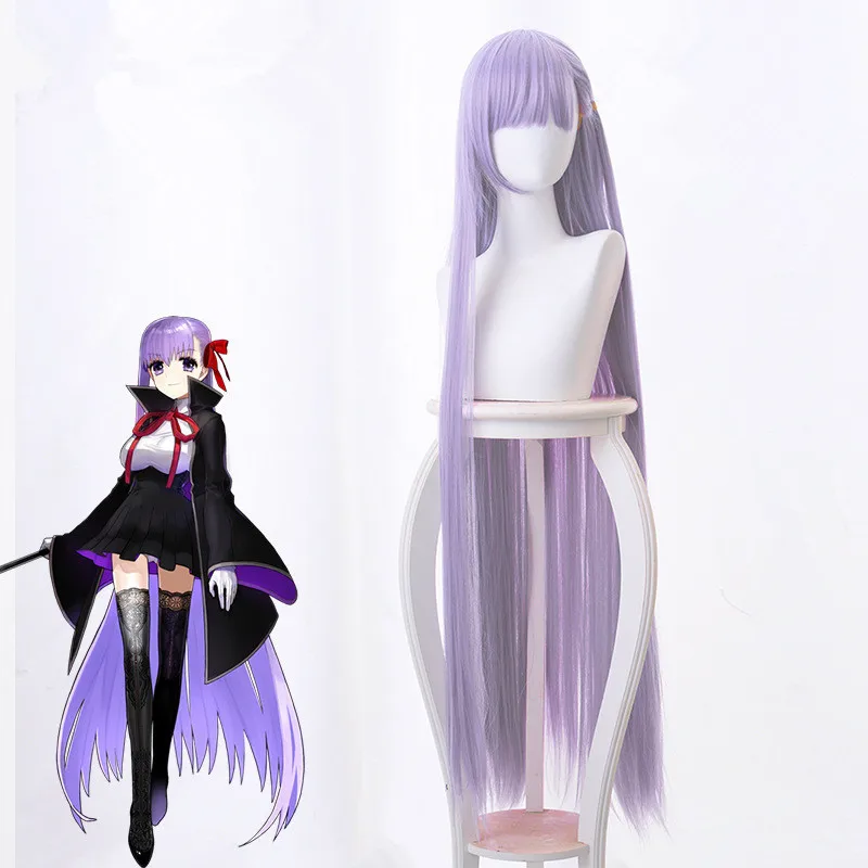 Fate EXTRA CCC косплей парик BB Byibyi черное пальто девушка фиолетовый 120 см длинные прямые