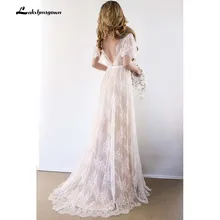 Сексуальное богемное свадебное платье в стиле кантри с открытой спиной, кружевные Романтические свадебные платья