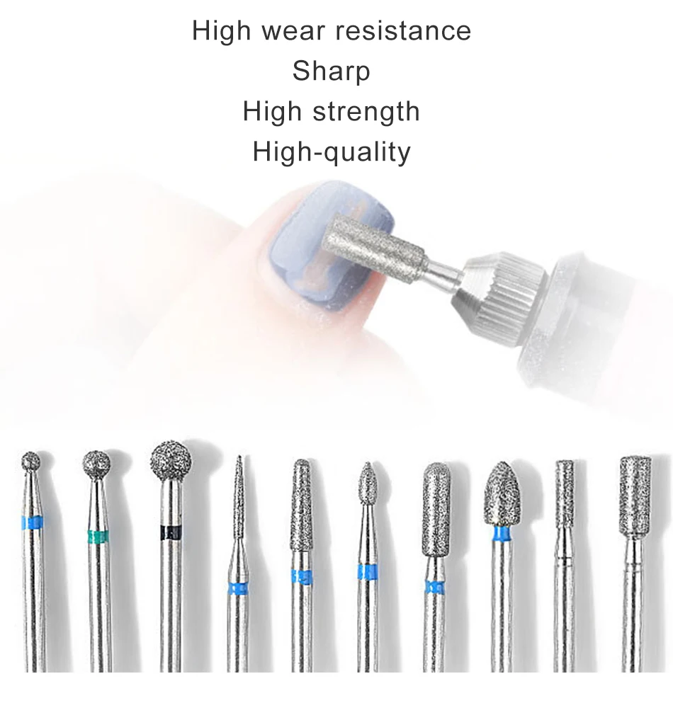 Elétrica do Unha Máquina de Manicure Cortador da Arte do Unha Broca Unha Brocas Conjunto Peças Moinho Lixa Arquivo Polonês Manicure Cortadores 10 9 Brocas elétricas p manicure e acessórios