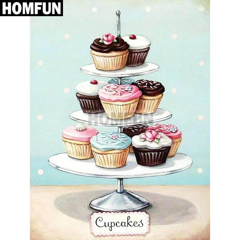 

HOMFUN Full Square/Round Drill 5D DIY Diamond Painting "Cake dessert" Embroidery Cross Stitch 5D Home Decor Gift A02365