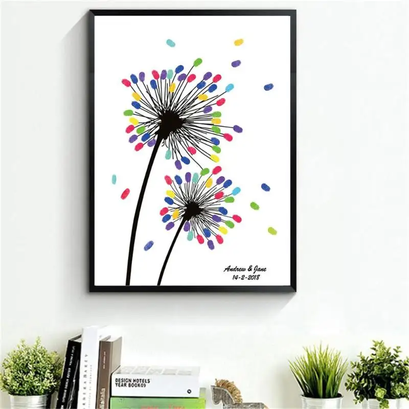 

DIY Guest Signature Book Canvas Stripped Multicolored Inkpad Fingerprint Signing Painting Inkpad for Wedding Party Supplies