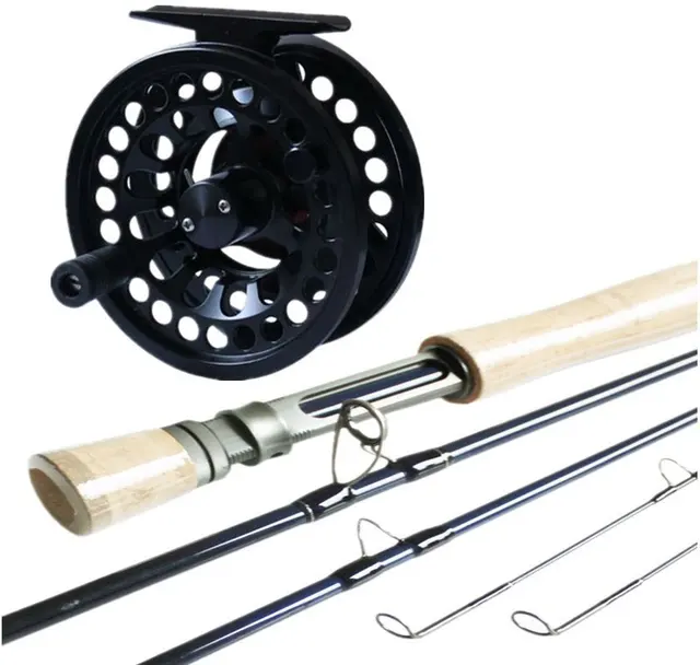 Cheap DHL free shipping! Fly fishing combo the best large arbor die casting fly reel, IM12 carbon 9ft 7 weight 4pc fly rod