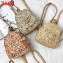 Straw Weave Women Backpacks Bohemian Style Female Casual Daypack School Book Bag Teenager Girl Student Bags