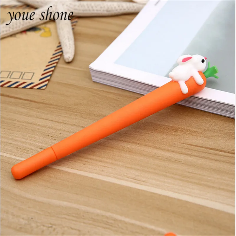 

1PCS Korea stationery new cute cartoon creative white rabbit carrot student black gel pen office signature pen for office 0.5MM