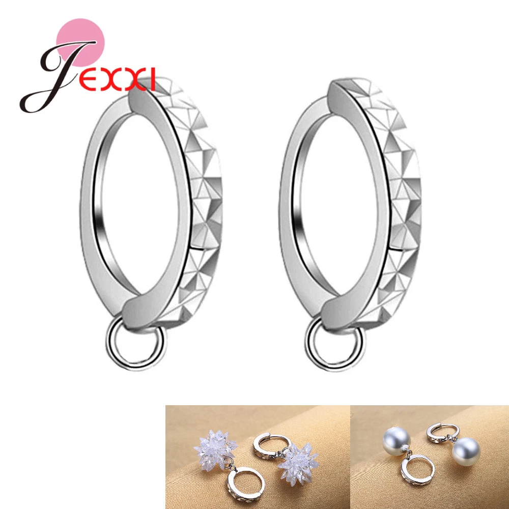 

20PCS/10Pair Top Quality Hoop Earrings Accessories Connection Part With Ring/Without Ring 925 Silver Needle/Rhodium Dropship