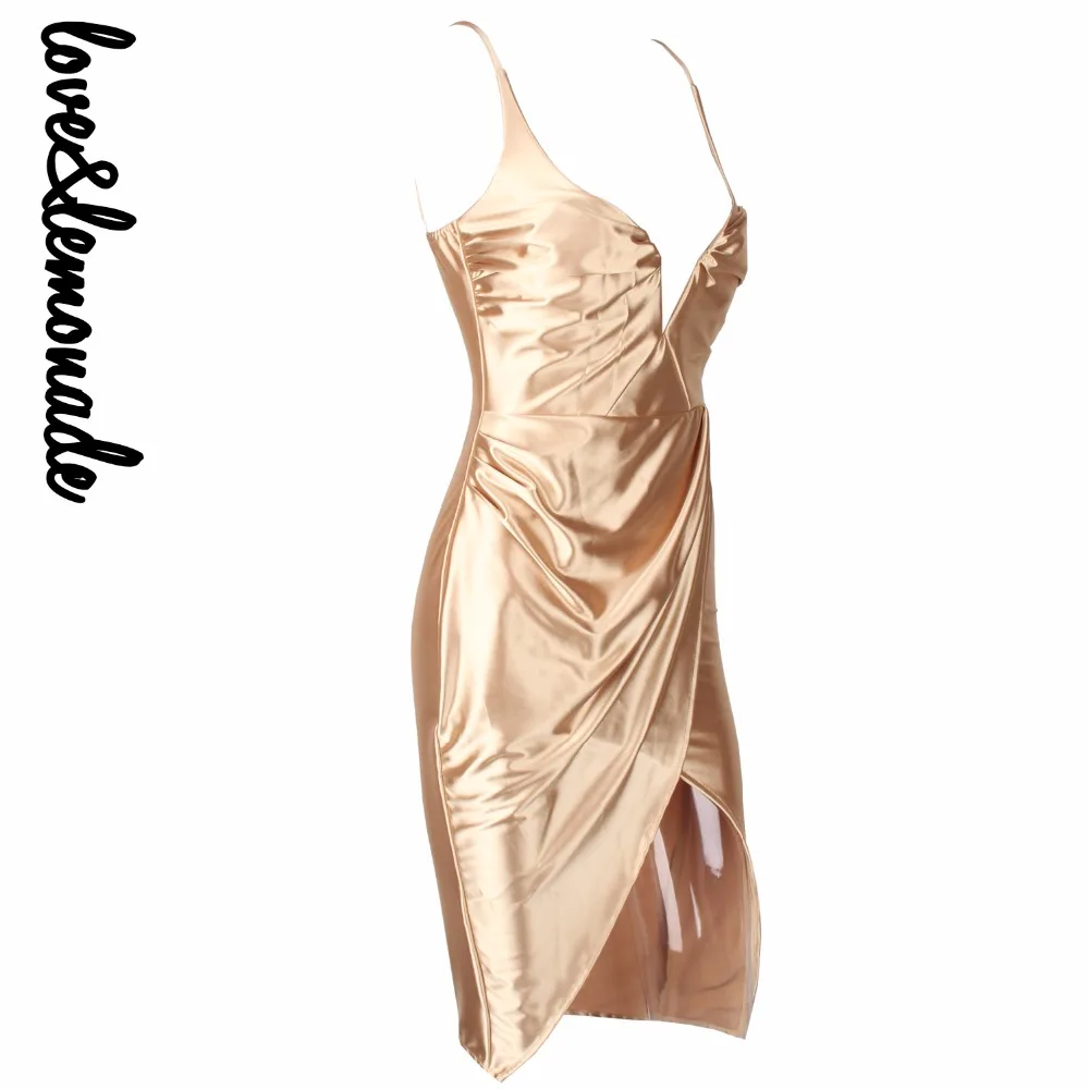 Love& Lemonade тонкое платье из ткани с v-образным вырезом золотого/красного цвета TB 9819