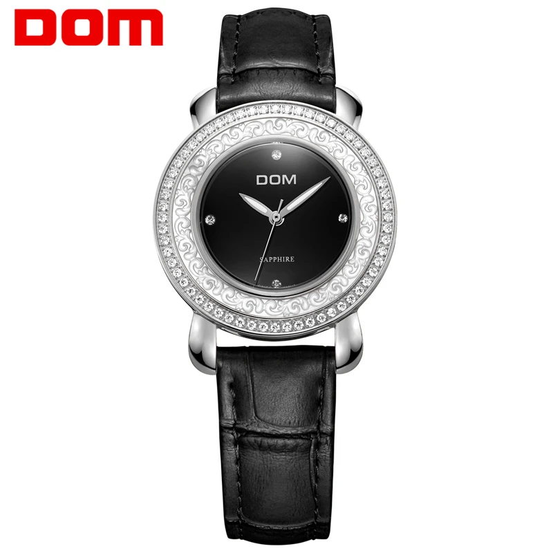 

Women Watch DOM Leather luxury brand wristwatch waterproof style sapphire crystal woman quartz nurse reloj feminin G-86L-1M
