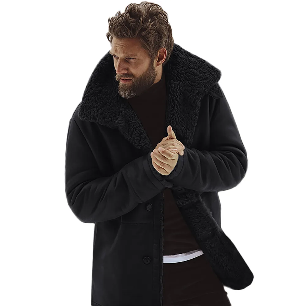 Лидер продаж, мужская зимняя куртка из овчины, теплая шерстяная куртка с подкладкой из горного искусственного ягненка, Высококачественная зимняя куртка, пальто