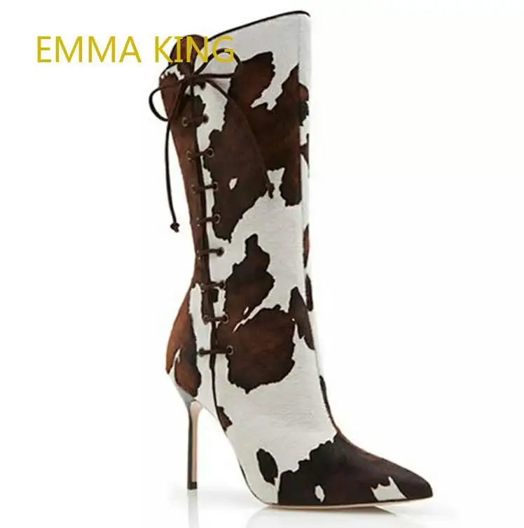 cow print high heels