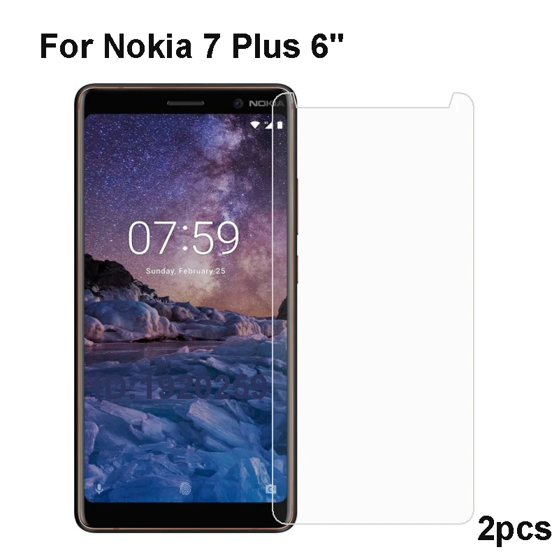 2 Pz Vetro Temperato Per Nokia 7 Plus Screen Protector 2.5D 0.26Mm 9 H Pellicola Di Protezione Per Nokia 7 Più Nokia7 Plus Vetro Temperato