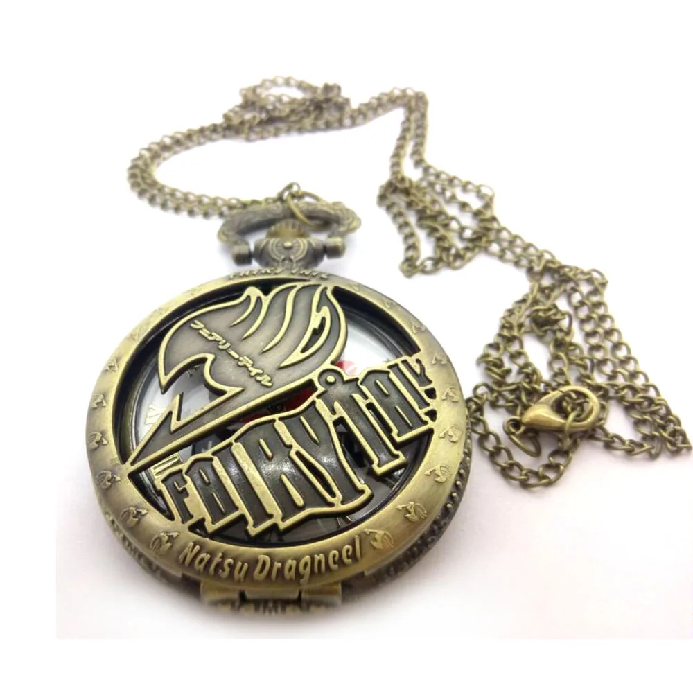 

FAIRY TAIL Animation cartoon Fashion quartz Hollow men and woman gift Necklace pocket watch