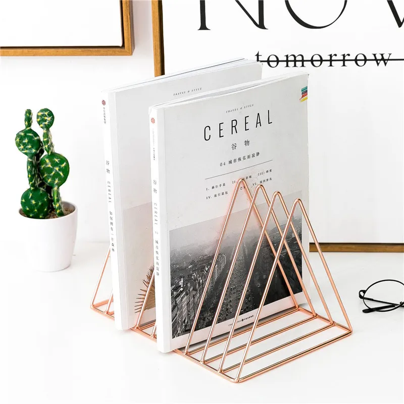 

Creative Desk holder Metal stand for book bookends heart Triangle star shape bookshelf desktop home office organizer supplies