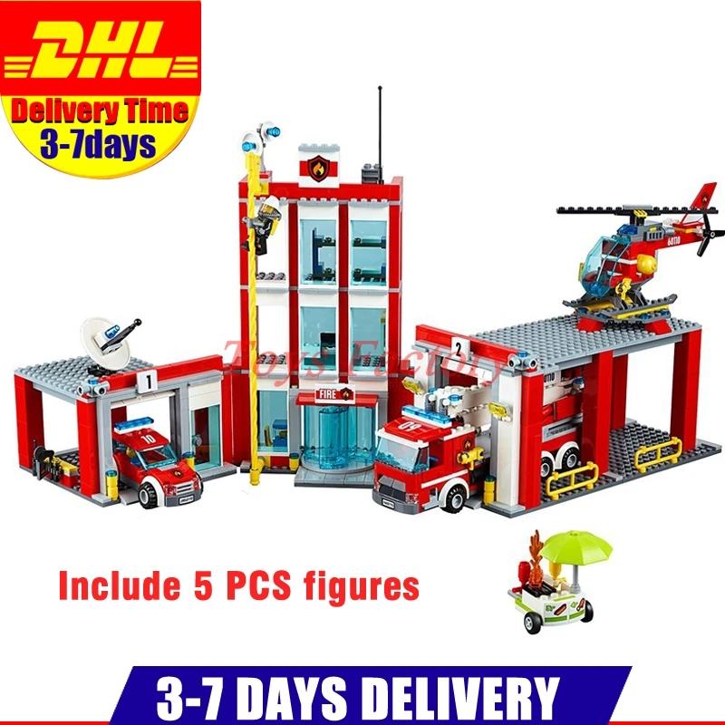 

LEPIN 02052 City Series The Fire Station Set Compatible LegoINGlys 60110 Building Blocks Bricks Educational DIY Toys As Gift