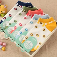 Летние женские Короткие хлопковые носки-тапочки с милым звездным принтом 5 цветов ZDL028