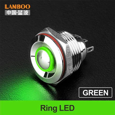 Green LED Ring 16 мм Ультра короткий кнопочный переключатель небольшой фиксация мгновенный зеленый 12 В для макетной платы - Цвет: Green LED Ring