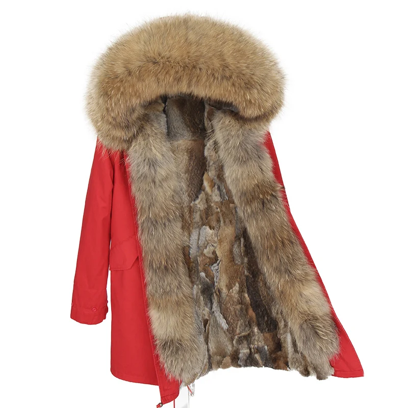 OFTBUY пальто с натуральным мехом, зимняя куртка, Женское пальто, воротник из натурального меха енота, длинная парка с подкладкой из меха енота, уличная верхняя одежда