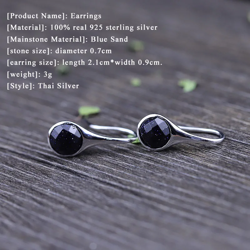 Earrigs для женщин 100% реальные 925 серебро Fine Jewelry Natural Blue Sand Stone 2018 мода на День матери