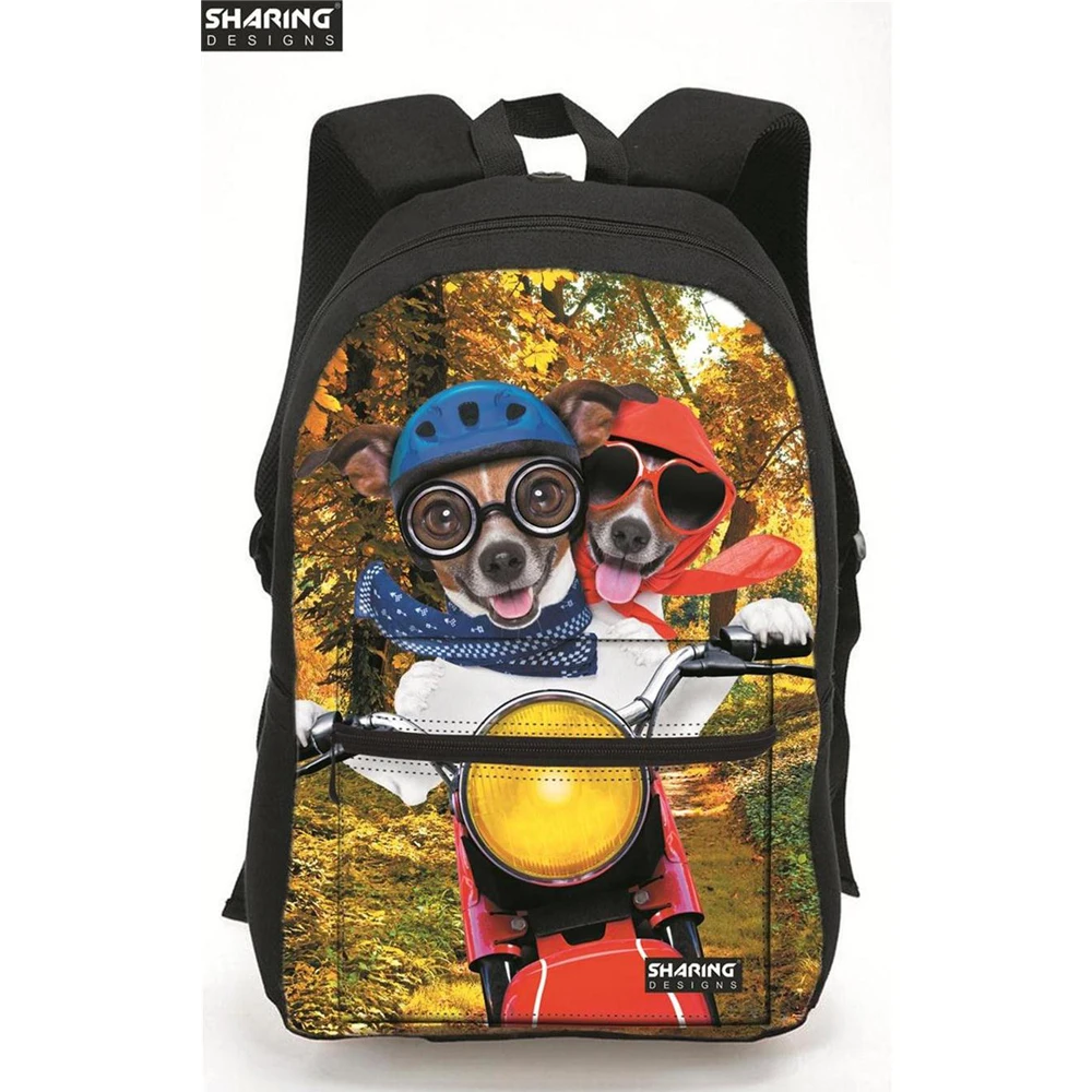 Designer Teenager Girls Backpack Cute Animal Pug Dog Print Children