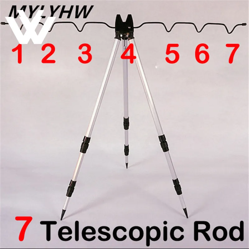 Aluminum Fishing Rod Tripod Stand Sea Shore Pier Tackle Telescopic