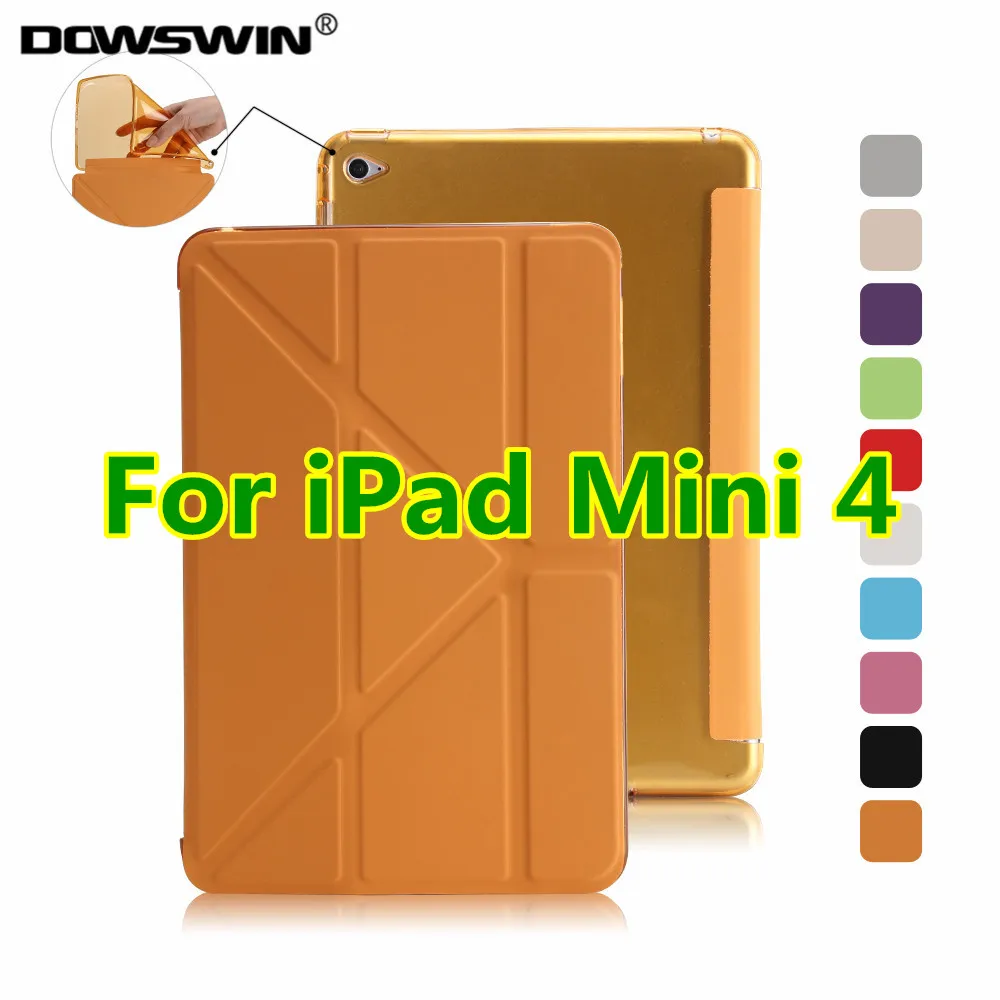 DOWSWIN Чехол для iPad Mini 4 из искусственной кожи чехол Smart Cover для Ipad Mini 1 2 3 Чехол авто сна/Пробуждение До нескольких раза мини случай - Цвет: orange mini4