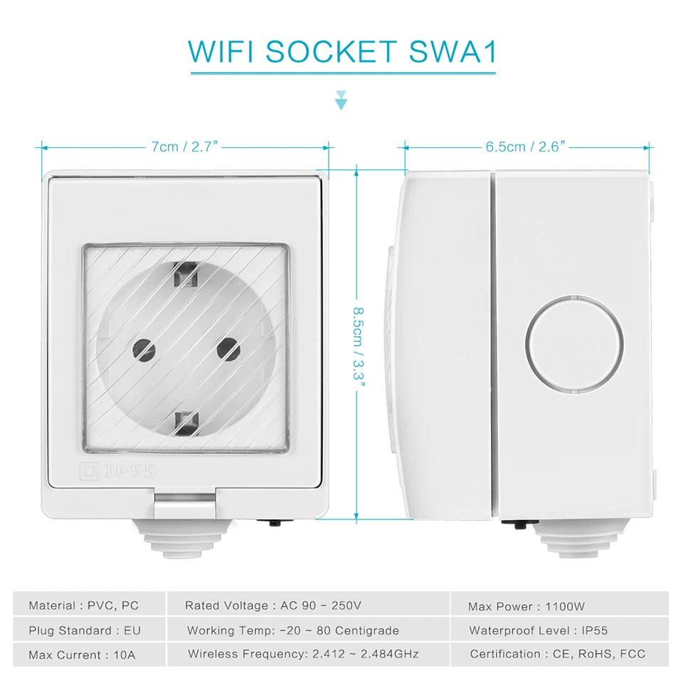 wifi розетка IP55 Водонепроницаемый Беспроводной Wi Fi Смарт гнездо Интеллектуальный