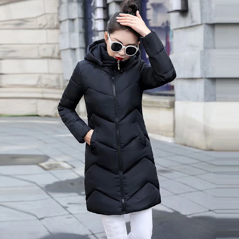 

2019 New Fashion Parkas Womens Down Jacket Plus Size S-3XL Women Thicken Outerwear Hooded Winter Coat Female Jacket Long Parkas