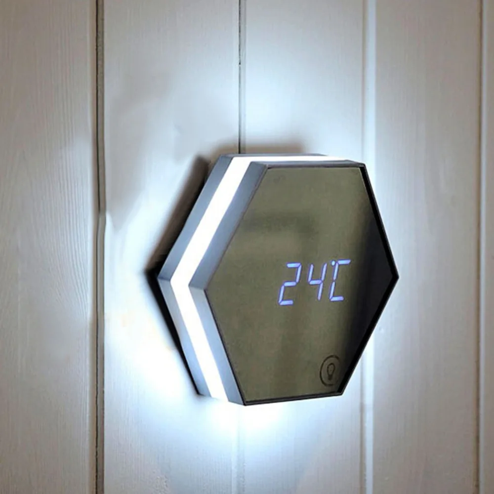 Новый многофункциональный зеркало с ночной свет Дата Температура Дисплей Перезаряжаемые Творческий электронный будильник