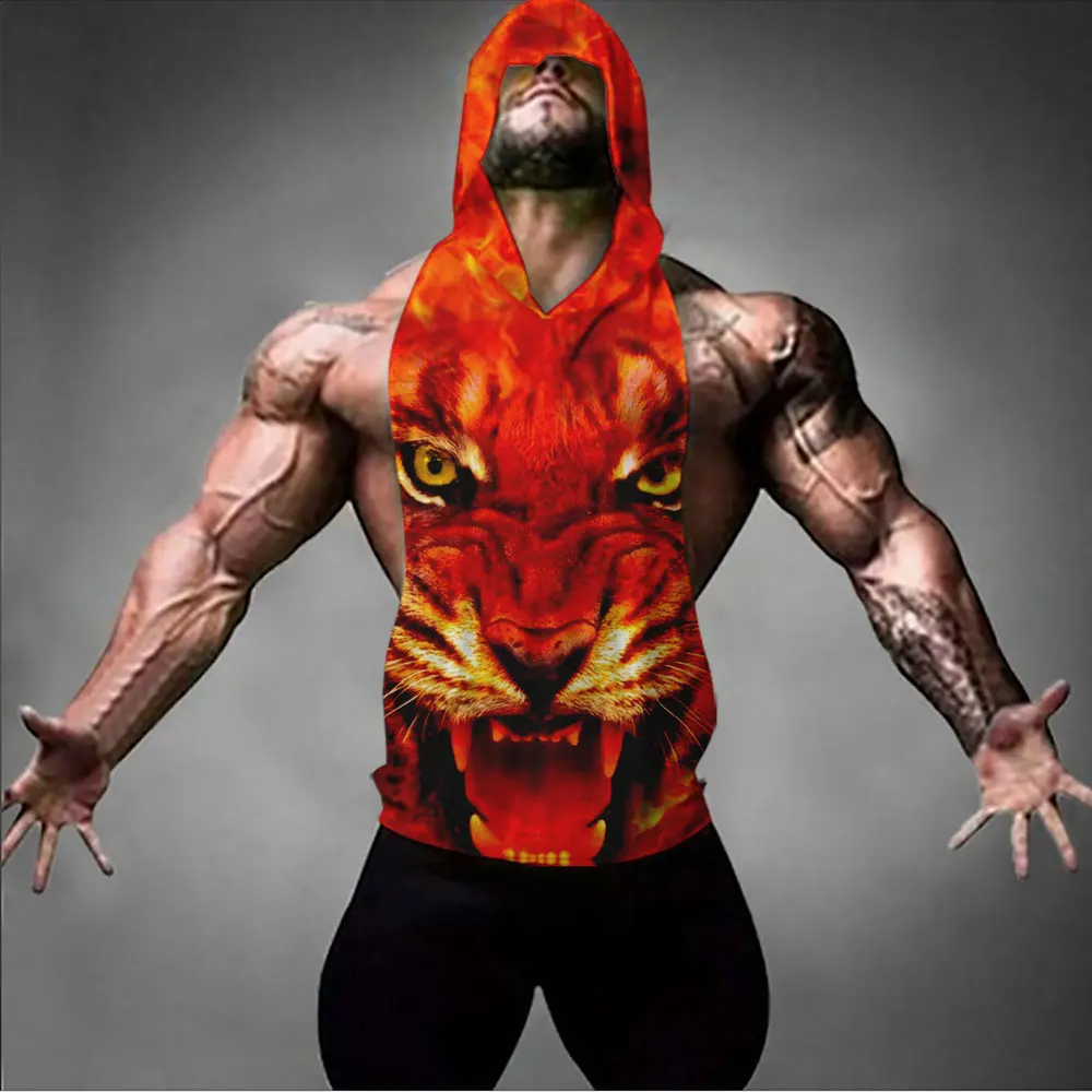 

2019 MUSCLE ALIVE Men Bodybuilding Hoodie Fitness Racerback Spandex Gymwear Drying Male Clothing Sleeveless Hoody Hoodies
