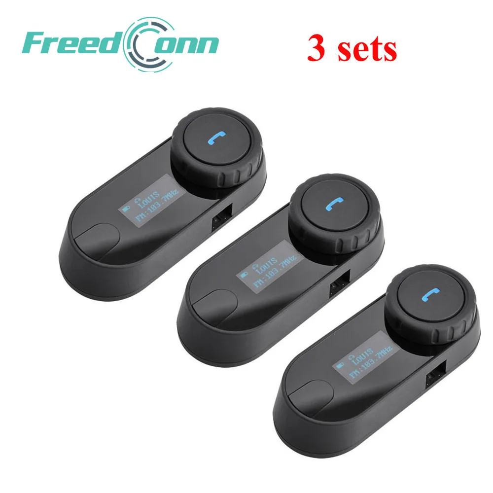 

FreedConn 3 pcs Updated TCOM-SC BT Bluetooth Motorcycle Helmet Intercom Interphone Headset with LCD screen + FM Radio