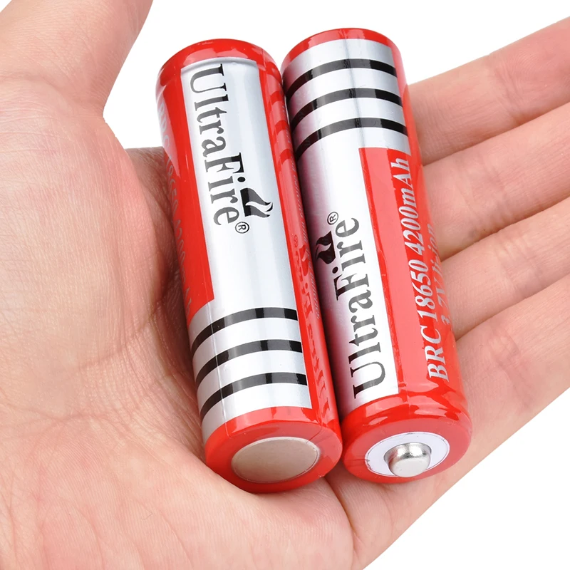 Высокая емкость 2 шт 18650 аккумуляторная батарея 4200mAh 4200 mah 3 7 V литий ионная фонарик
