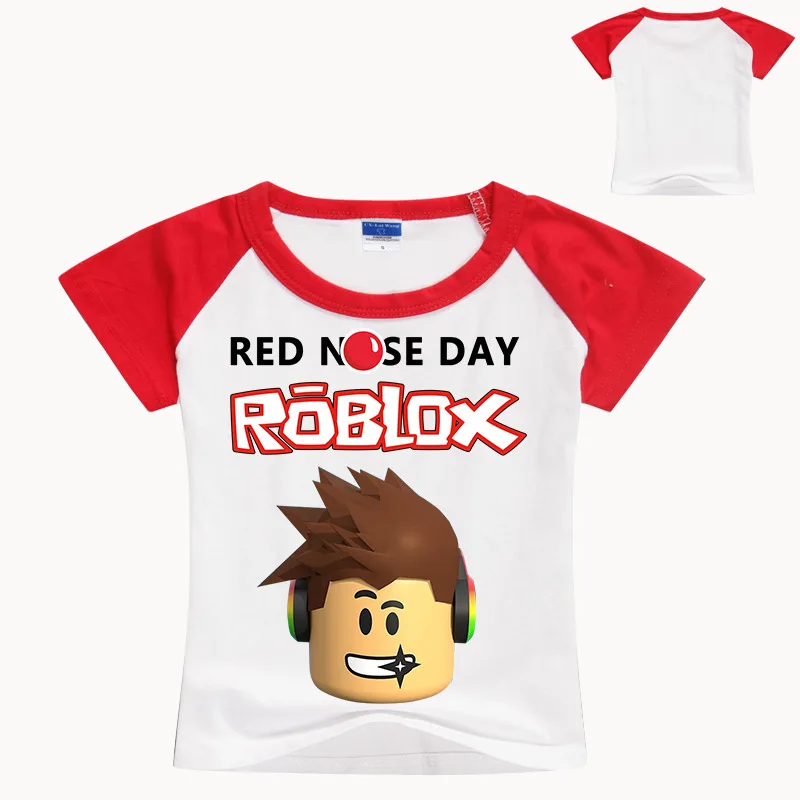 

2019 New ROBLOX RED NOSE DAY Stardust Boys T Shirt Kids Summer Clothes Children Game T-shirt Girls Cartoon Tops Tees 3-14Y