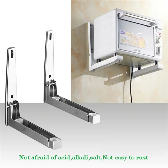 Stainless Steel Microwave Shelf Bracket Wall Mount Oven Stainless Steel Microwave Shelf Bracket Wall Mount Oven Folding Kitchen Storage Holders