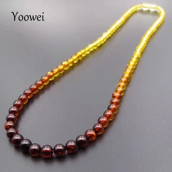 

Yoowei 5mm Amber Necklace for Etsy Original Round Beaded Jewelry Female Gift Natural Amber Collar Women Necklace Wholesale 45cm